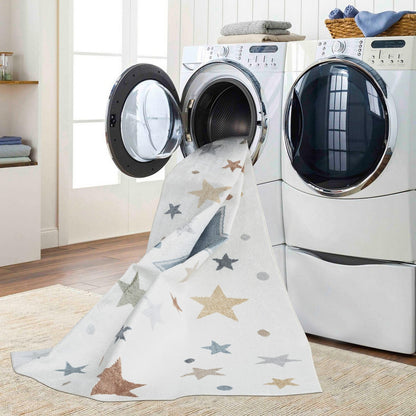 SUPERMAMA Machine Washable Multicolour/Blue Kids Room Rug Styleshot