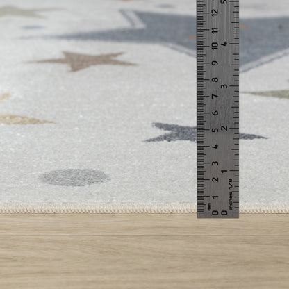 SUPERMAMA Machine Washable Multicolour/Blue Kids Room Rug Pile