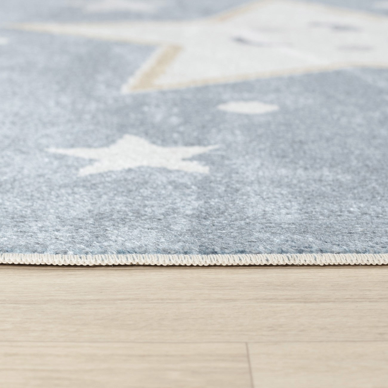 SUPERMAMA Machine Washable Blue/Beige Kids Room Rug Pile