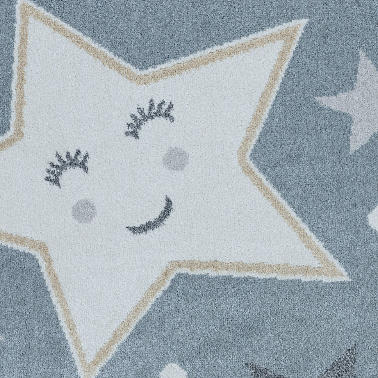 SUPERMAMA Machine Washable Blue/Beige Kids Room Rug Swatch