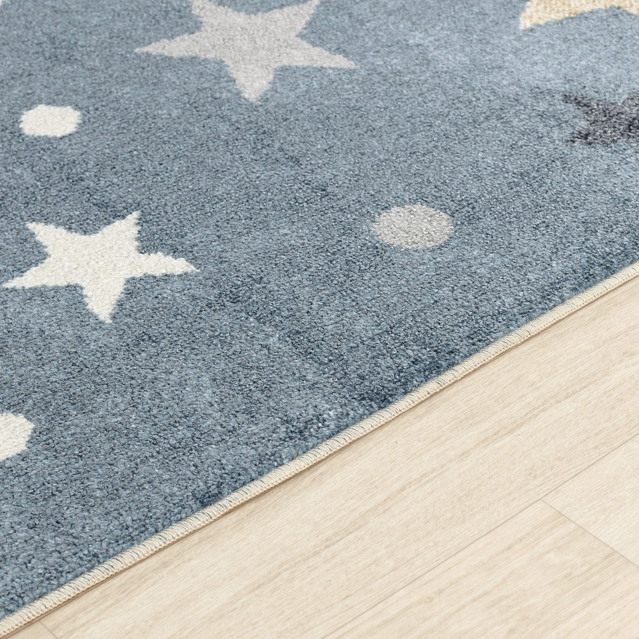SUPERMAMA Machine Washable Blue/Beige Kids Room Rug Texture