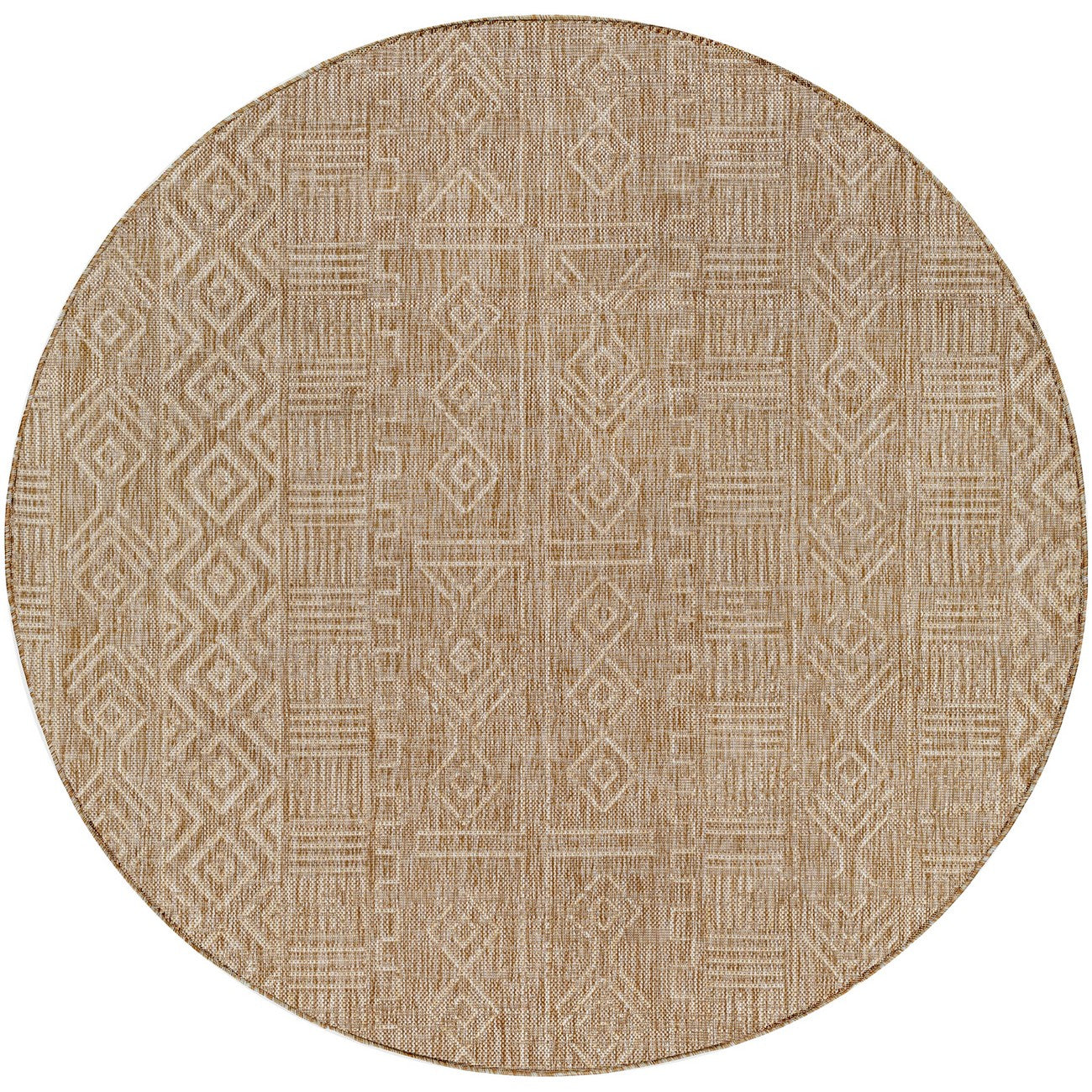 SWETA Indoor & Outdoor Global Brown Area Rug Flat