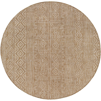SWETA Indoor & Outdoor Global Brown Area Rug Flat