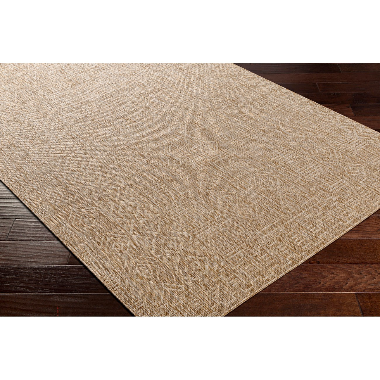 SWETA Indoor & Outdoor Global Brown Area Rug Corner