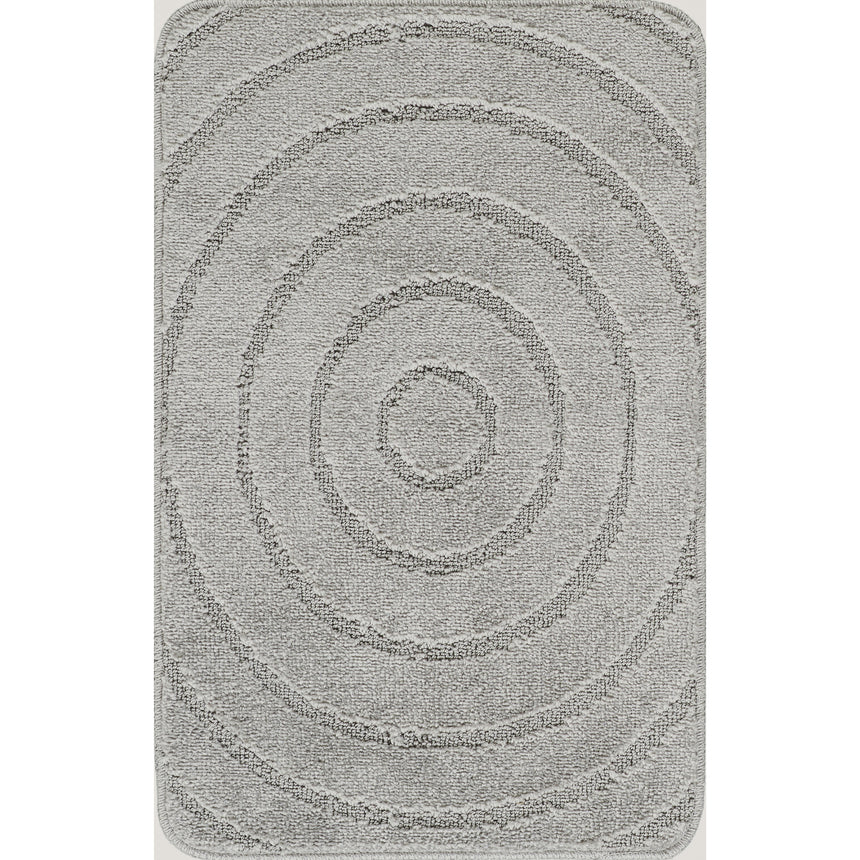 April 2-Piece Machine Washable Non-Slip Light Grey Bathroom Rug Set