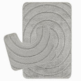 April 2-Piece Machine Washable Non-Slip Light Grey Bathroom Rug Set