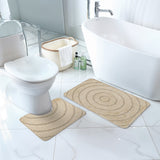 April 2-Piece Machine Washable Non-Slip Light Beige Bathroom Rug Set
