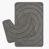 April 2-Piece Machine Washable Non-Slip Dark Grey Bathroom Rug Set