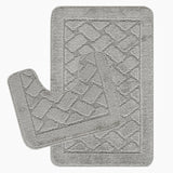 Nilah 2-Piece Machine Washable Non-Slip Light Grey Bathroom Rug Set
