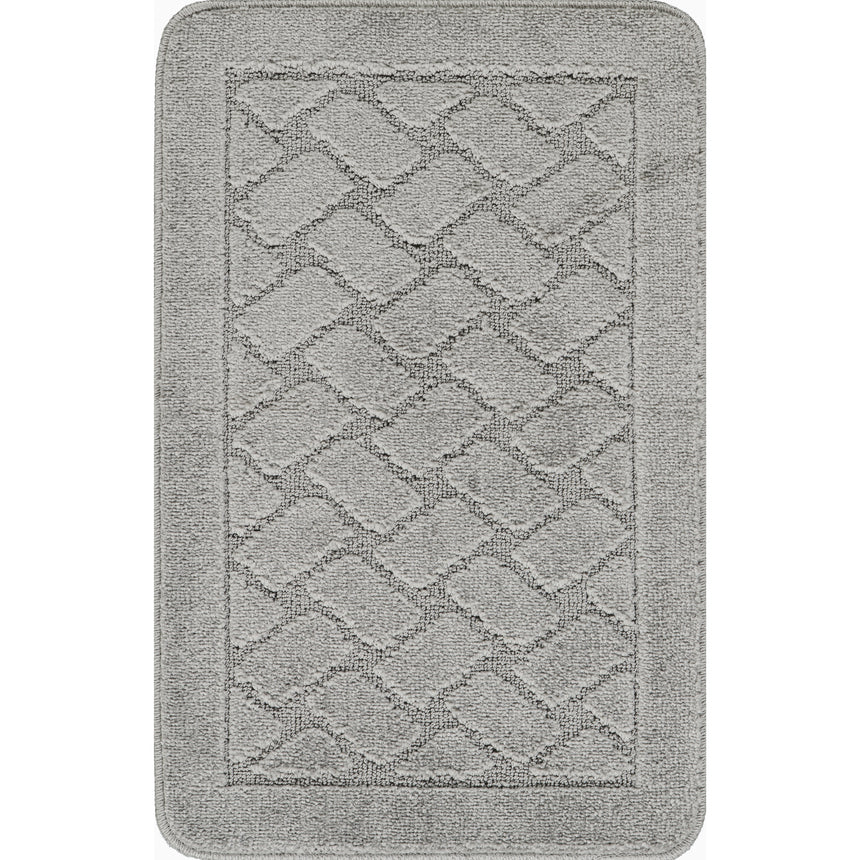 Nilah 2-Piece Machine Washable Non-Slip Light Grey Bathroom Rug Set
