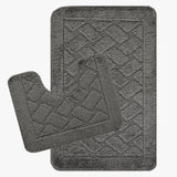 Nilah 2-Piece Machine Washable Non-Slip Dark Grey Bathroom Rug Set