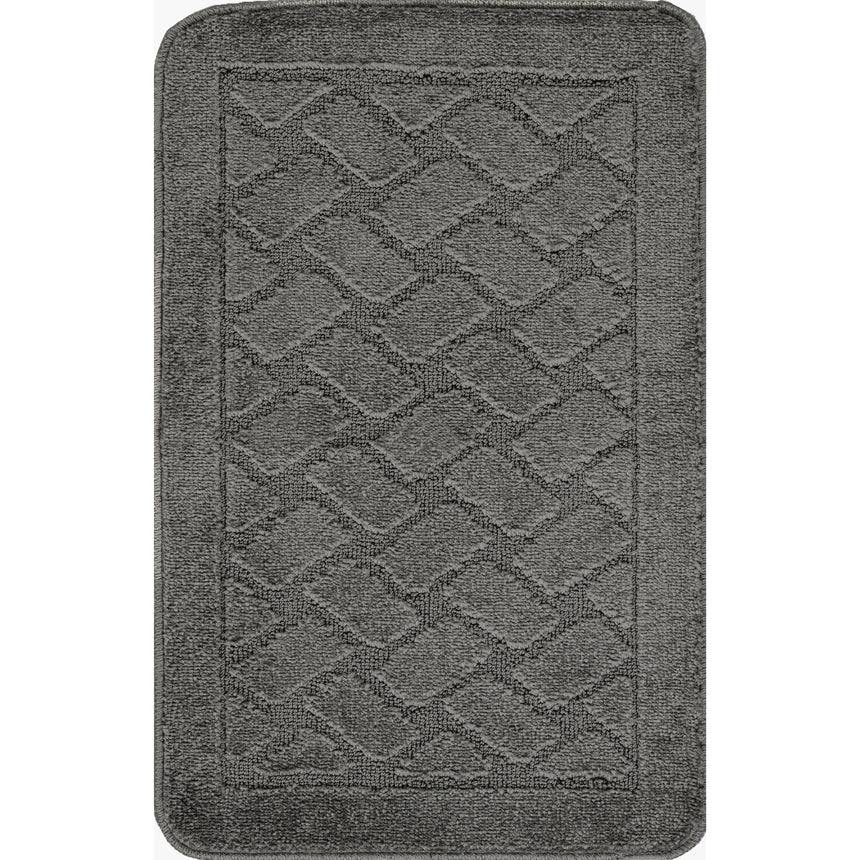 Nilah 2-Piece Machine Washable Non-Slip Dark Grey Bathroom Rug Set
