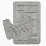 Royal 2-Piece Machine Washable Non-Slip Light Grey Bathroom Rug Set