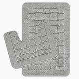 Tegan 2-Piece Machine Washable Non-Slip Light Grey Bathroom Rug Set