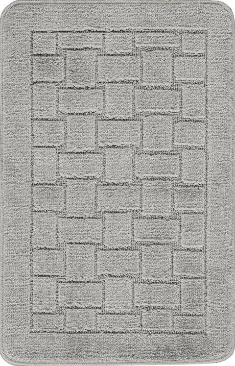 Tegan 2-Piece Machine Washable Non-Slip Light Grey Bathroom Rug Set - Image 5