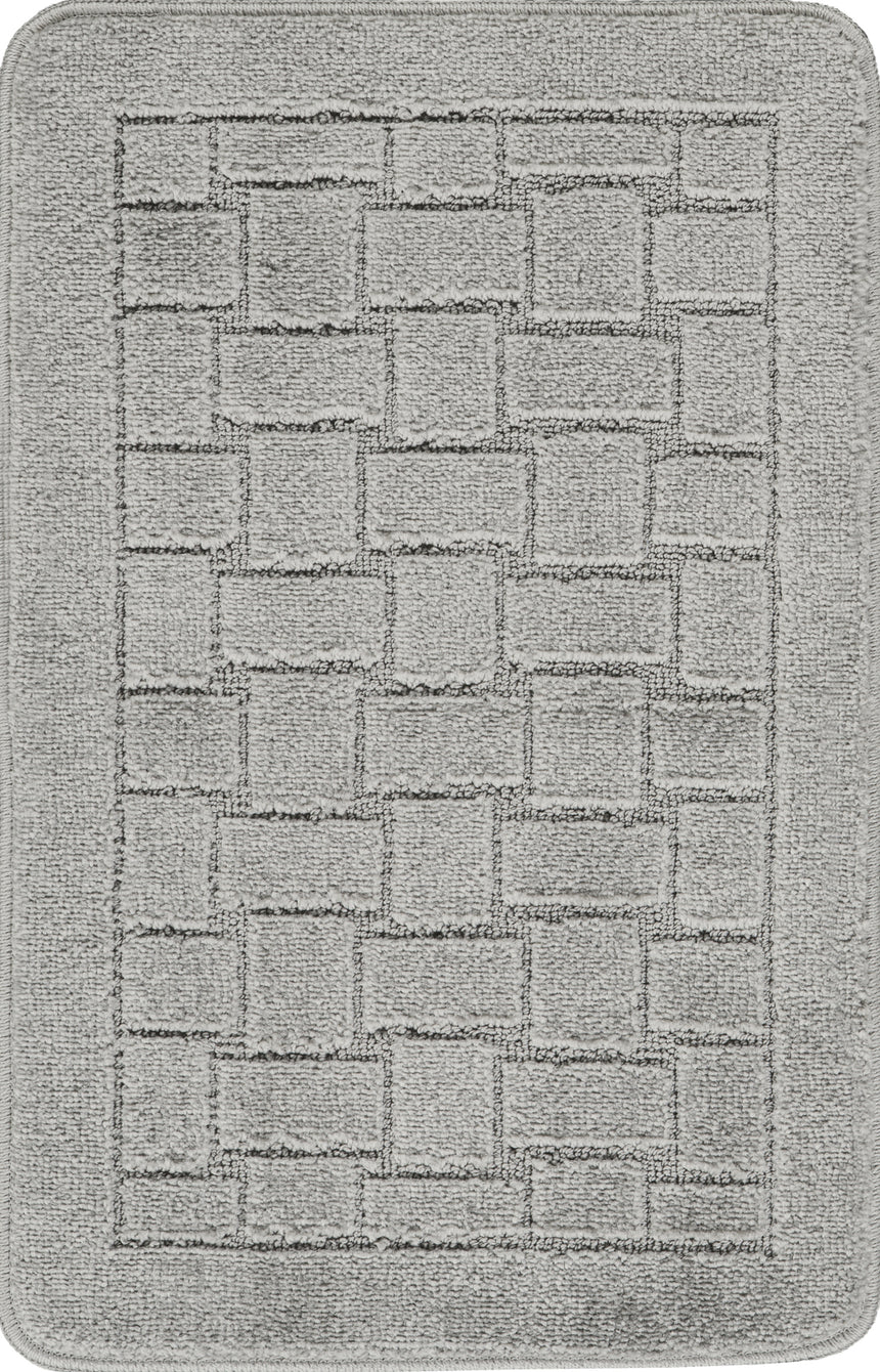 Tegan 2-Piece Machine Washable Non-Slip Light Grey Bathroom Rug Set