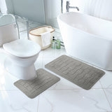 Tegan 2-Piece Machine Washable Non-Slip Light Grey Bathroom Rug Set