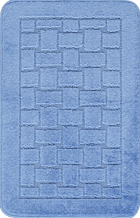 Tegan 2-Piece Machine Washable Non-Slip Blue Bathroom Rug Set - Image 5