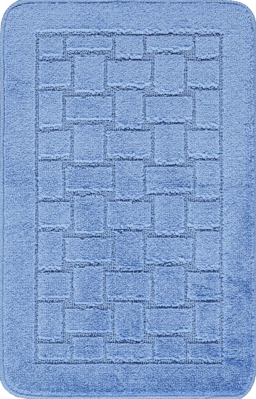 Tegan 2-Piece Machine Washable Non-Slip Blue Bathroom Rug Set