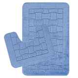Tegan 2-Piece Machine Washable Non-Slip Blue Bathroom Rug Set