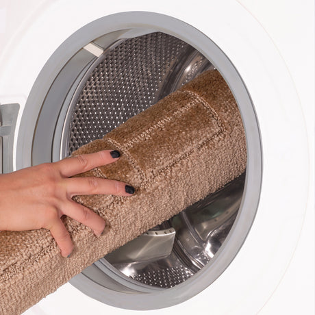 Tegan 2-Piece Machine Washable Non-Slip Brown Bathroom Rug Set - Image 7