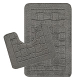 Tegan 2-Piece Machine Washable Non-Slip Dark Grey Bathroom Rug Set