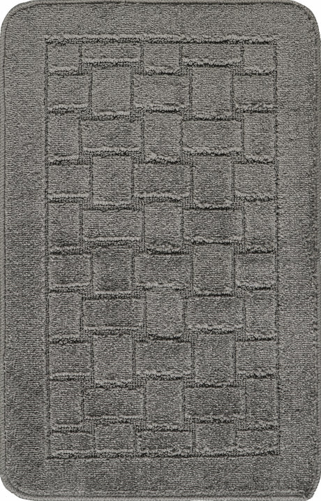 Tegan 2-Piece Machine Washable Non-Slip Dark Grey Bathroom Rug Set - Image 5