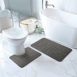 Tegan 2-Piece Machine Washable Non-Slip Dark Grey Bathroom Rug Set