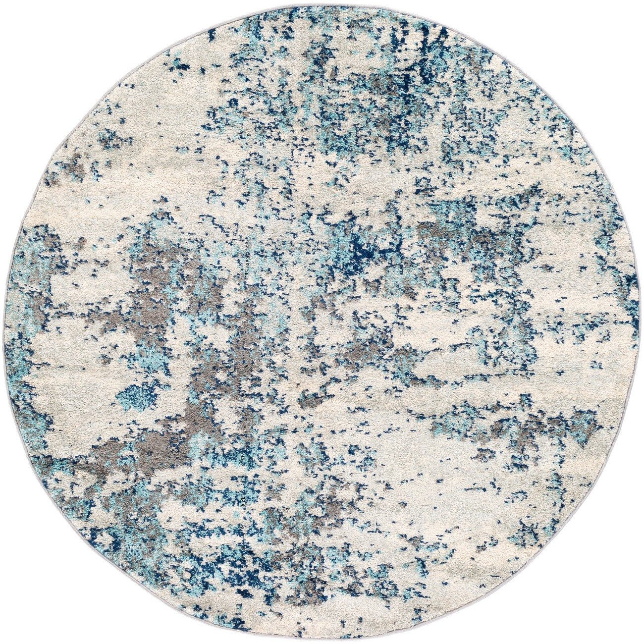 SARAH Abstract Modern Marble Navy/Aqua Area Rug Flat