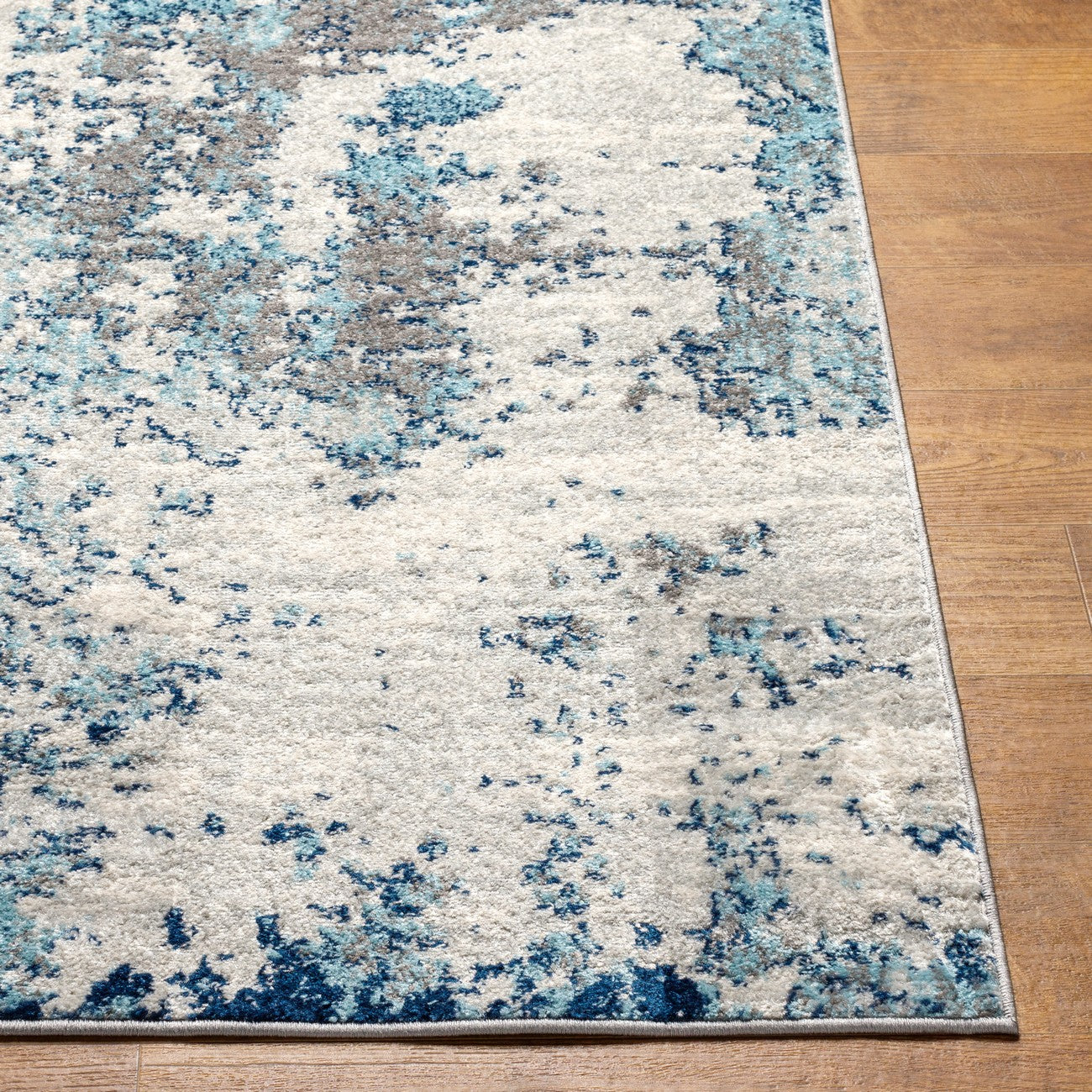 SARAH Abstract Modern Marble Navy/Aqua Area Rug Front