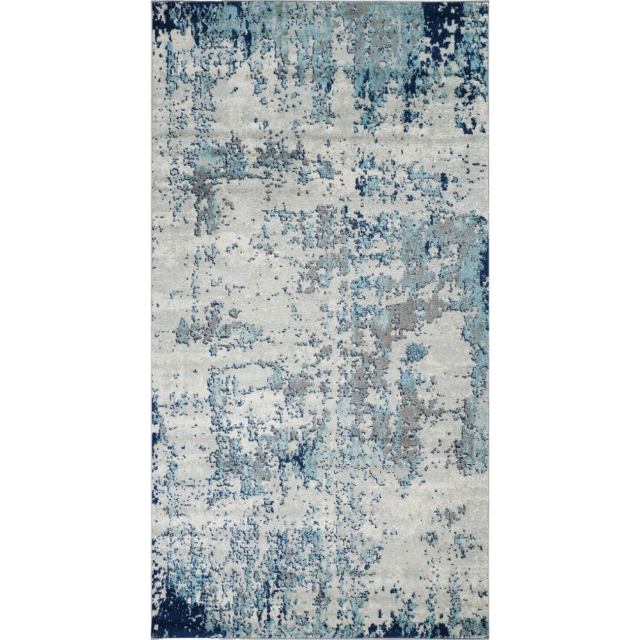 SARAH Abstract Modern Marble Navy/Aqua Area Rug Flat