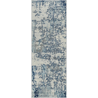 SARAH Abstract Modern Marble Navy/Aqua Area Rug Flat