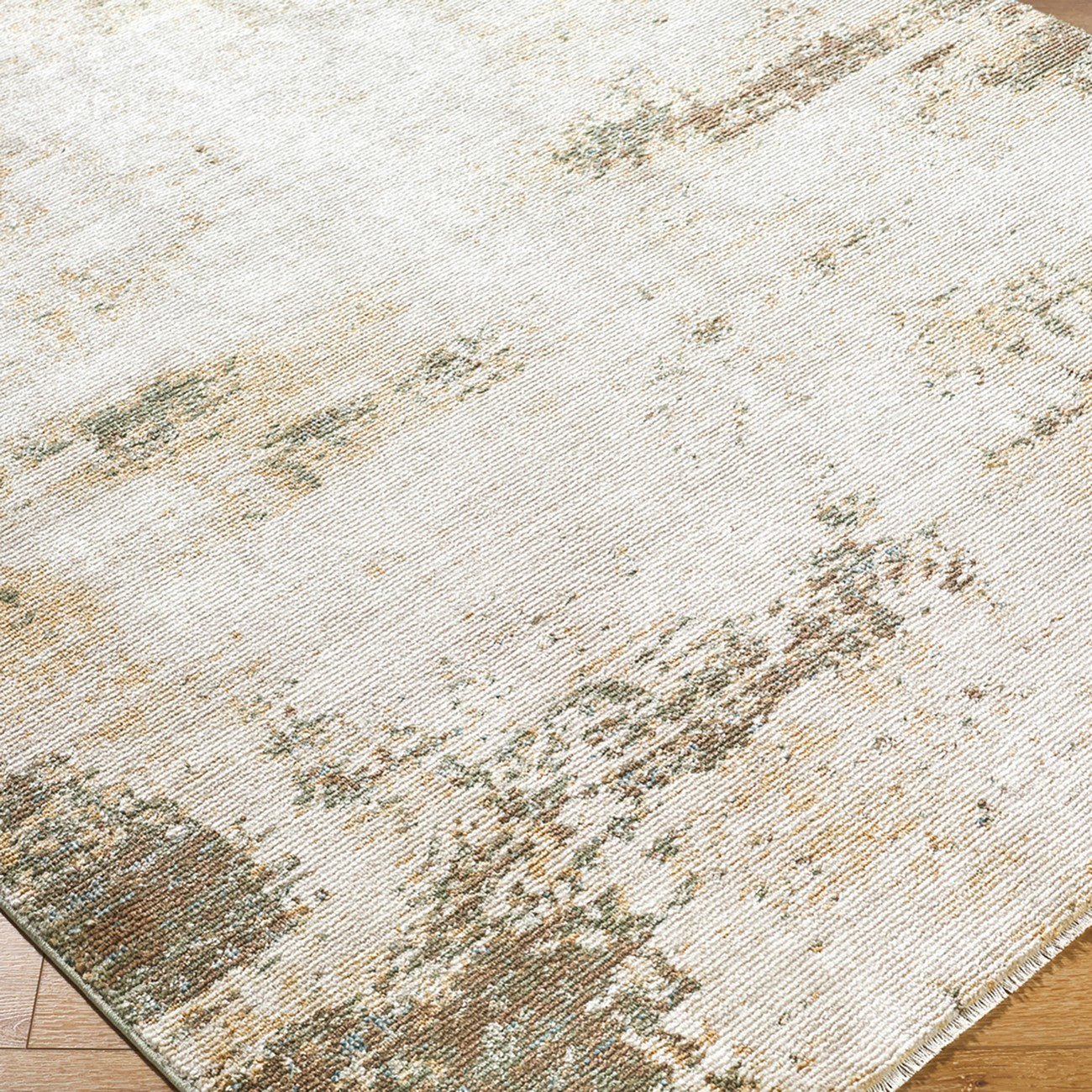 TALI Galey Alix x Livabliss Abstract Modern Marble Brown/Cream Area Rug Corner
