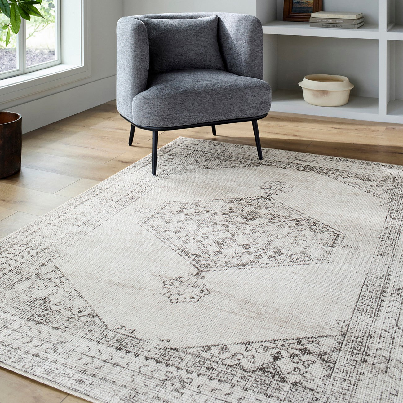 TALIA Our PNW Home x Livabliss Vintage Oriental Boho Tan/Cream Area Rug Roomscene