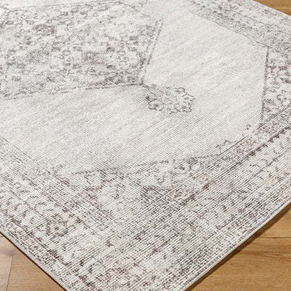 TALIA Our PNW Home x Livabliss Vintage Oriental Boho Tan/Cream Area Rug Corner