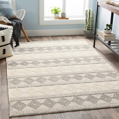 TARINI Hand-Woven Cottage Wool Charcoal Area Rug Roomscene