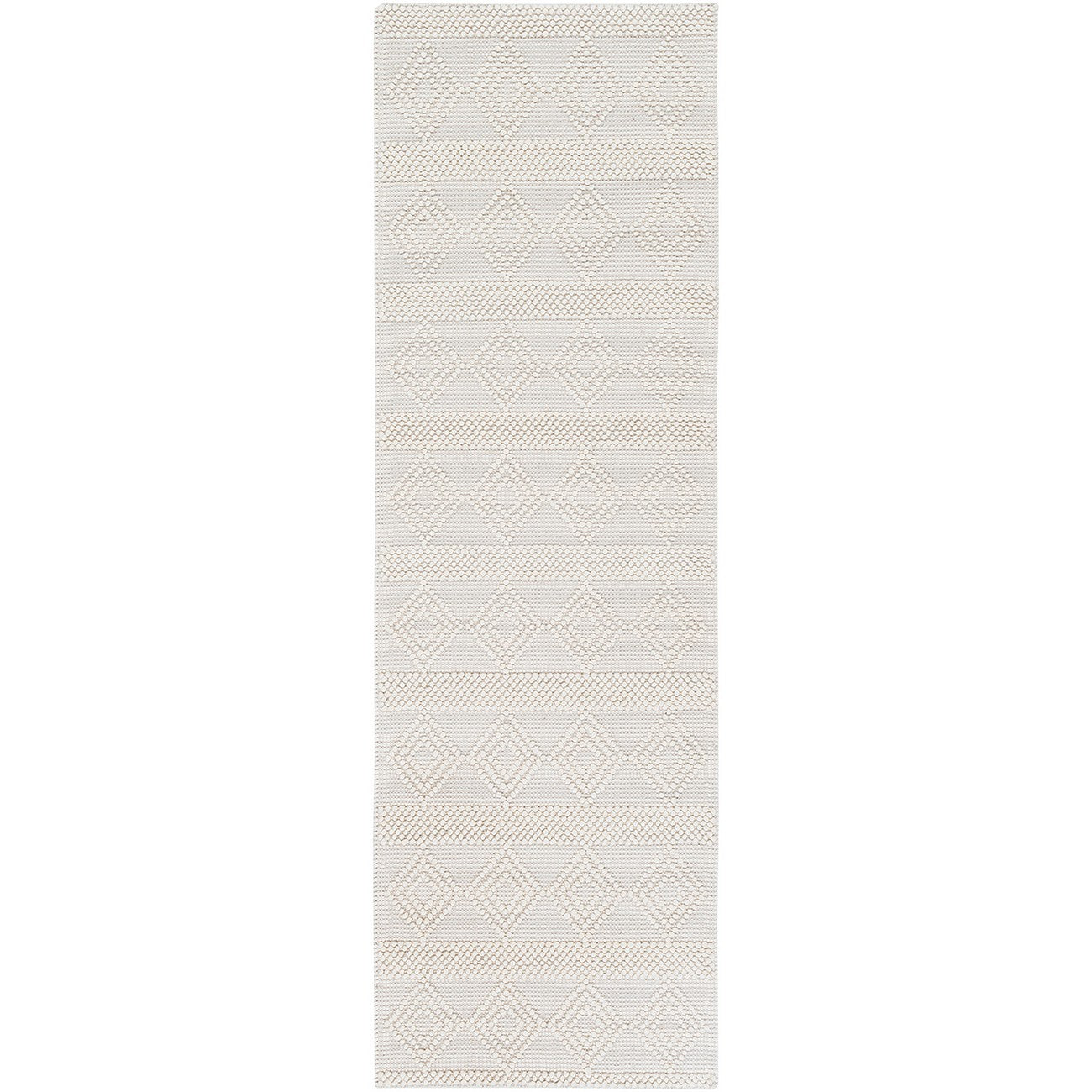 TARINI Hand-Woven Cottage Wool White Area Rug Flat