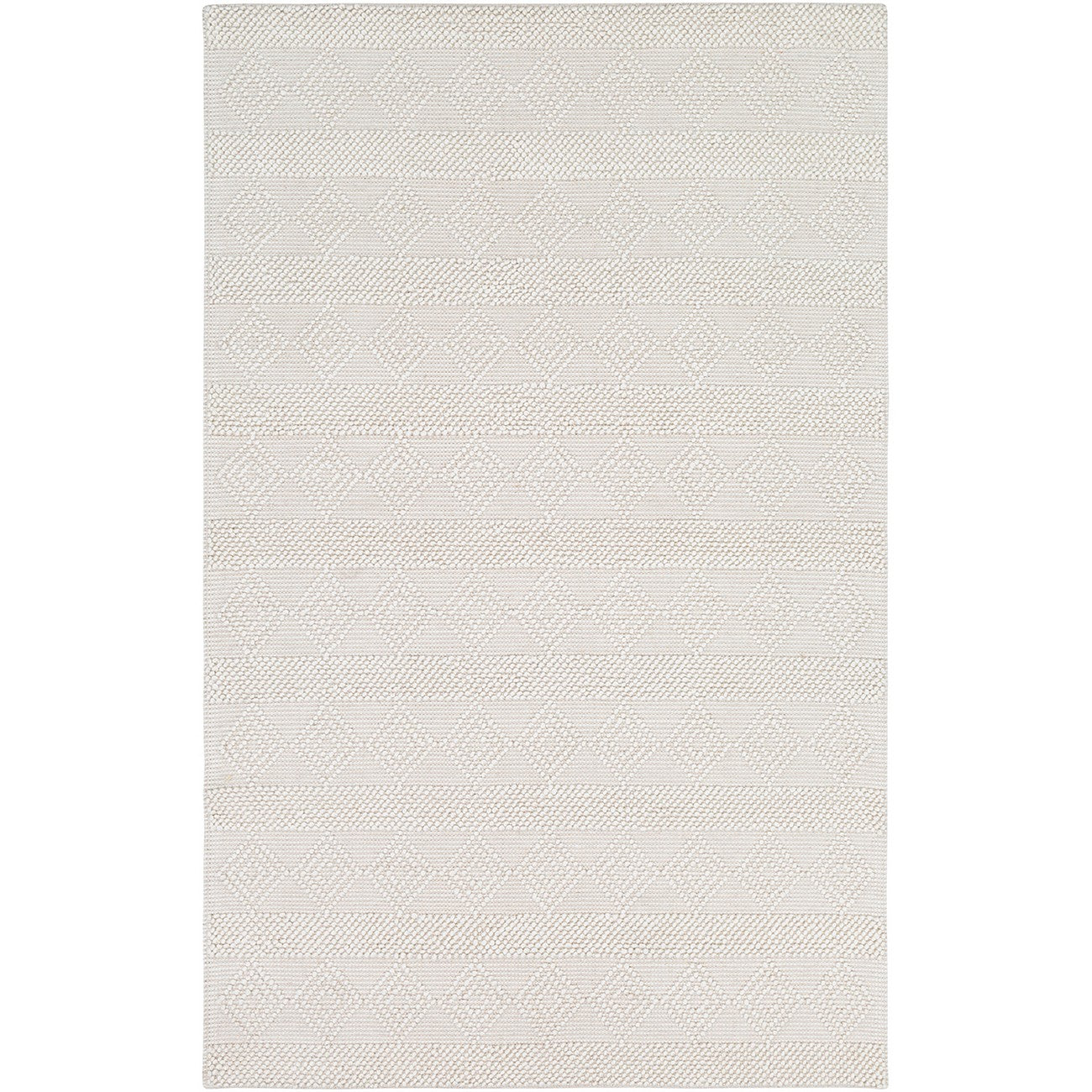 TARINI Hand-Woven Cottage Wool White Area Rug Flat