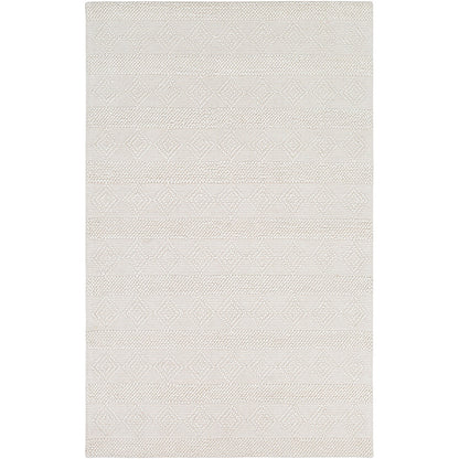 TARINI Hand-Woven Cottage Wool White Area Rug Flat