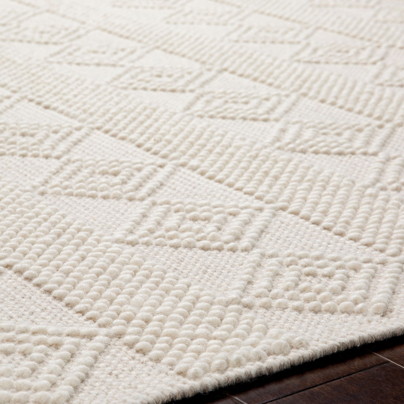 TARINI Hand-Woven Cottage Wool White Area Rug Texture