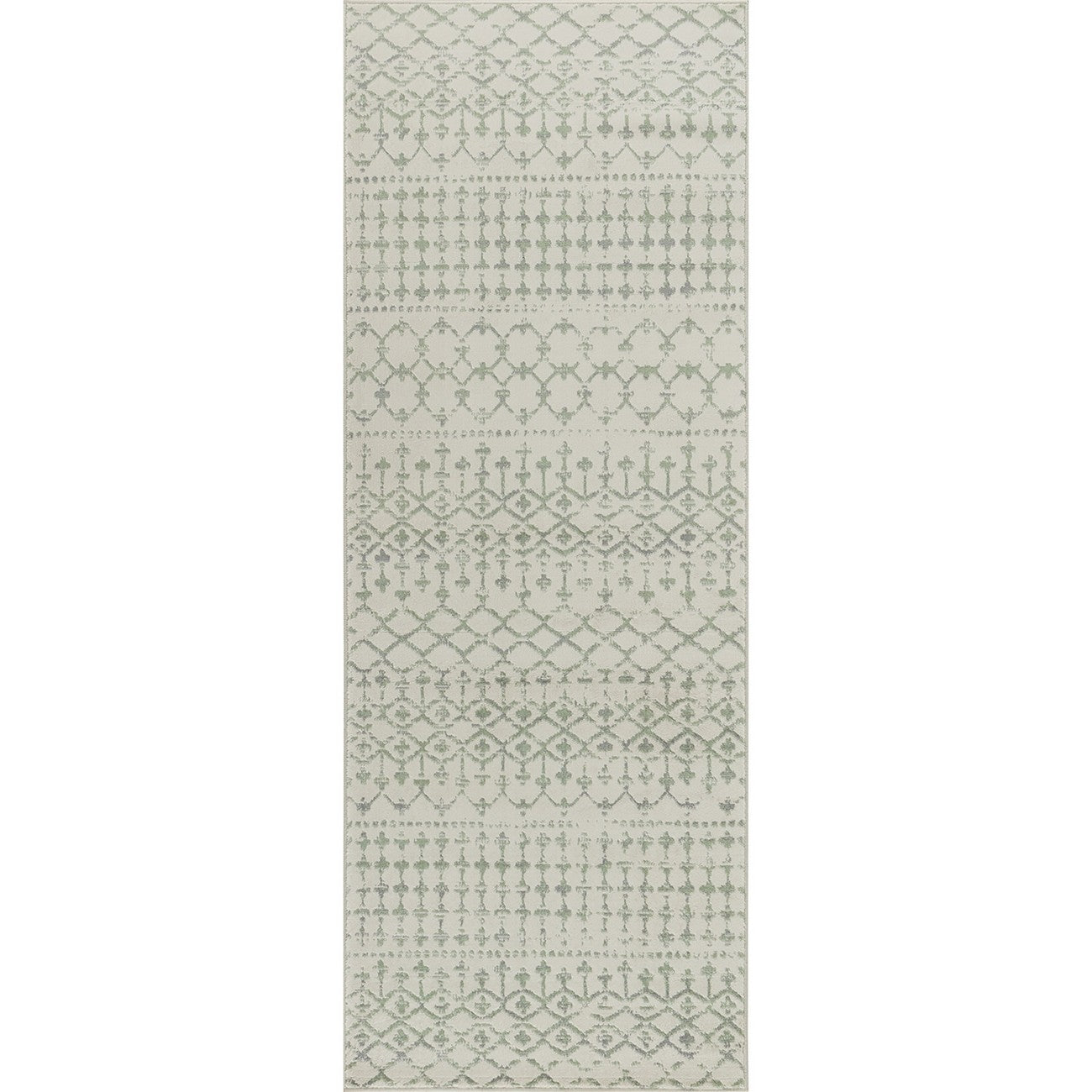 TARYN Berber High Pile Geometric Sage Area Rug Flat