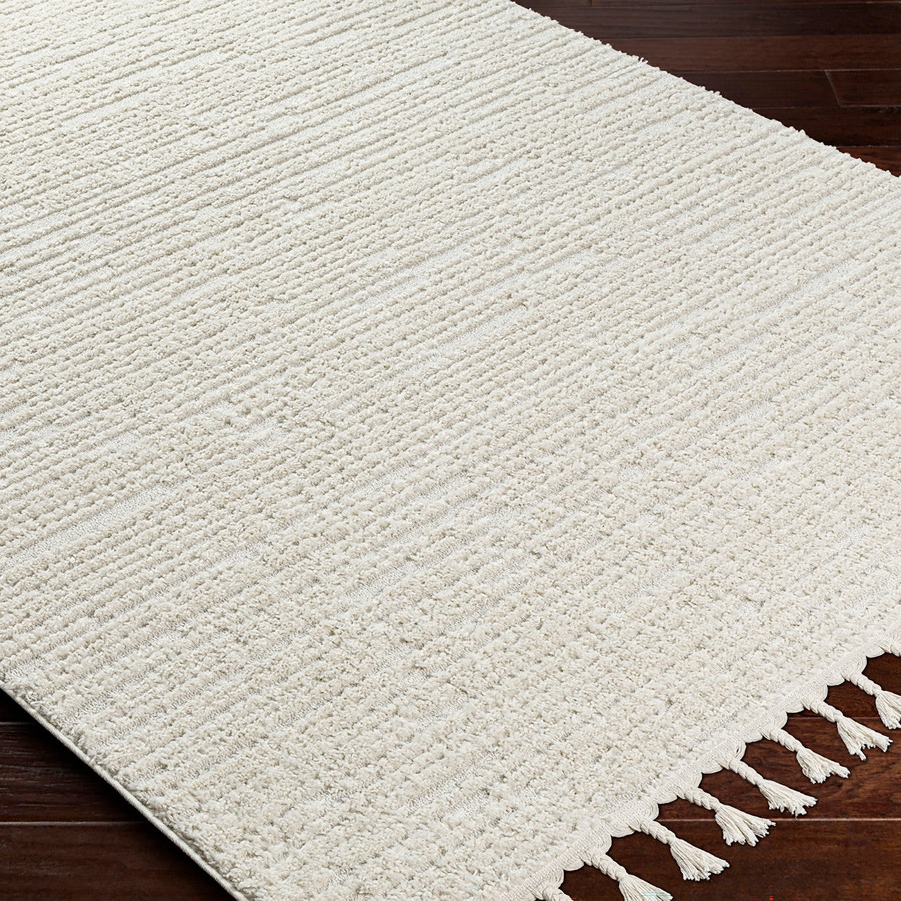 TATUM Scandi Global High Pile Ivory Area Rug Corner