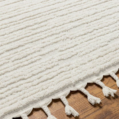 TATUM Scandi Global High Pile Ivory Area Rug Texture