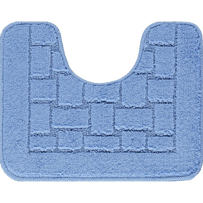 TEGAN 2 Piece Machine Washable Non-Slip Blue Bathroom Rug Set Pedestal