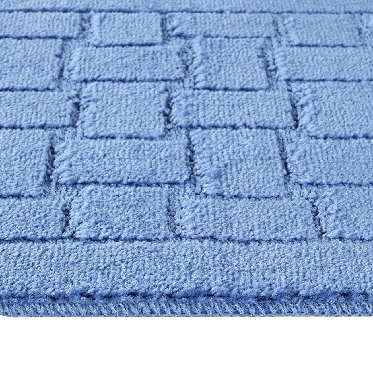 TEGAN 2 Piece Machine Washable Non-Slip Blue Bathroom Rug Set Texture