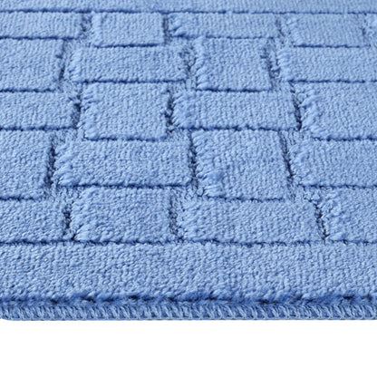 TEGAN 2 Piece Machine Washable Non-Slip Blue Bathroom Rug Set Texture