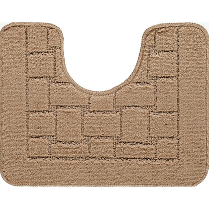 TEGAN 2 Piece Machine Washable Non-Slip Brown Bathroom Rug Set Pedestal