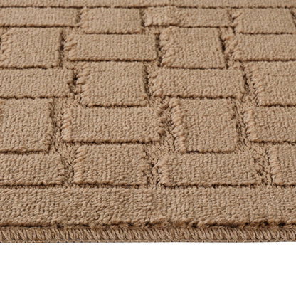 TEGAN 2 Piece Machine Washable Non-Slip Brown Bathroom Rug Set Texture