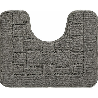 TEGAN 2 Piece Machine Washable Non-Slip Dark Grey Bathroom Rug Set Pedestal