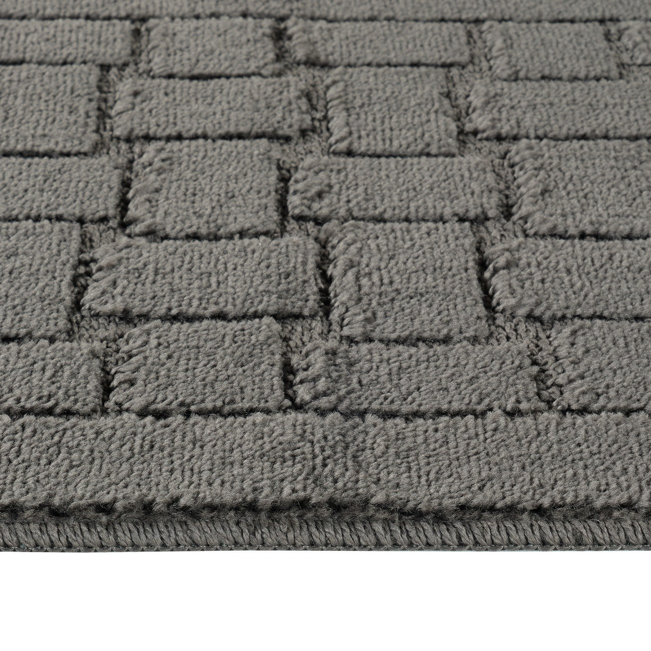 TEGAN 2 Piece Machine Washable Non-Slip Dark Grey Bathroom Rug Set Texture